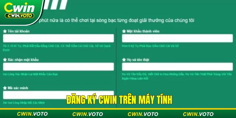 Đăng ký tài khoản Cwin trên máy tính đơn giản chỉ với 4 bước