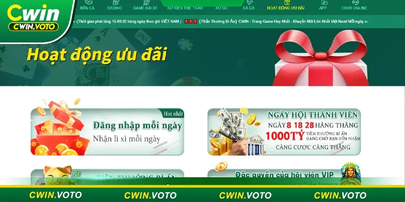 Trở thành thành viên Cwin để nhận nhiều ưu đãi hấp dẫn